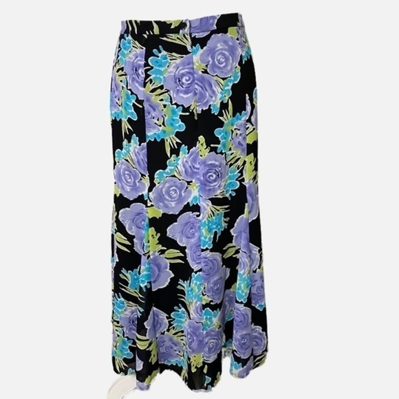 Coldwater Creek Vintage Purple‎ Floral Midi Flowy Skirt - Picture 2 of 10
